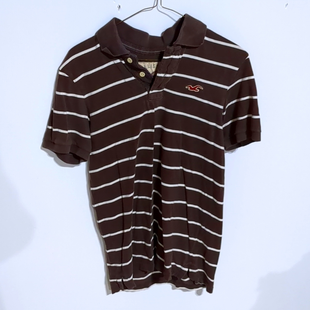 Men's Brown white stripe collar